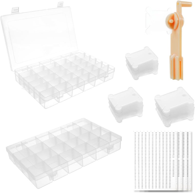 Rumhut 2 Pack Embroidery Floss Organizer with 216 Pcs Embroidery Floss, Floss Windern and Floss Number Stickers for Craft DIY Embroidery Sewing Storage - Image 1